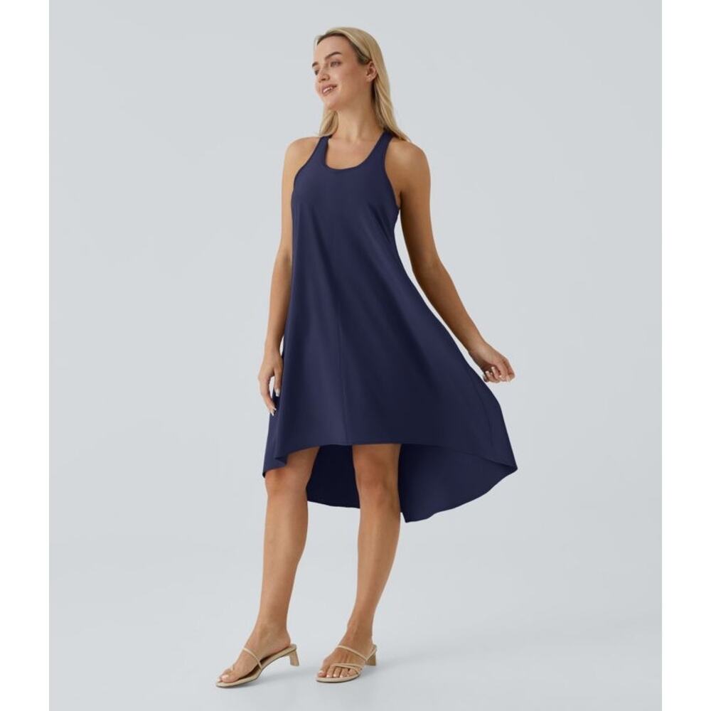 Halara Breezeful Pocket High Low Flowy QuickDry Casual Dress Patriot Blue NWT XL